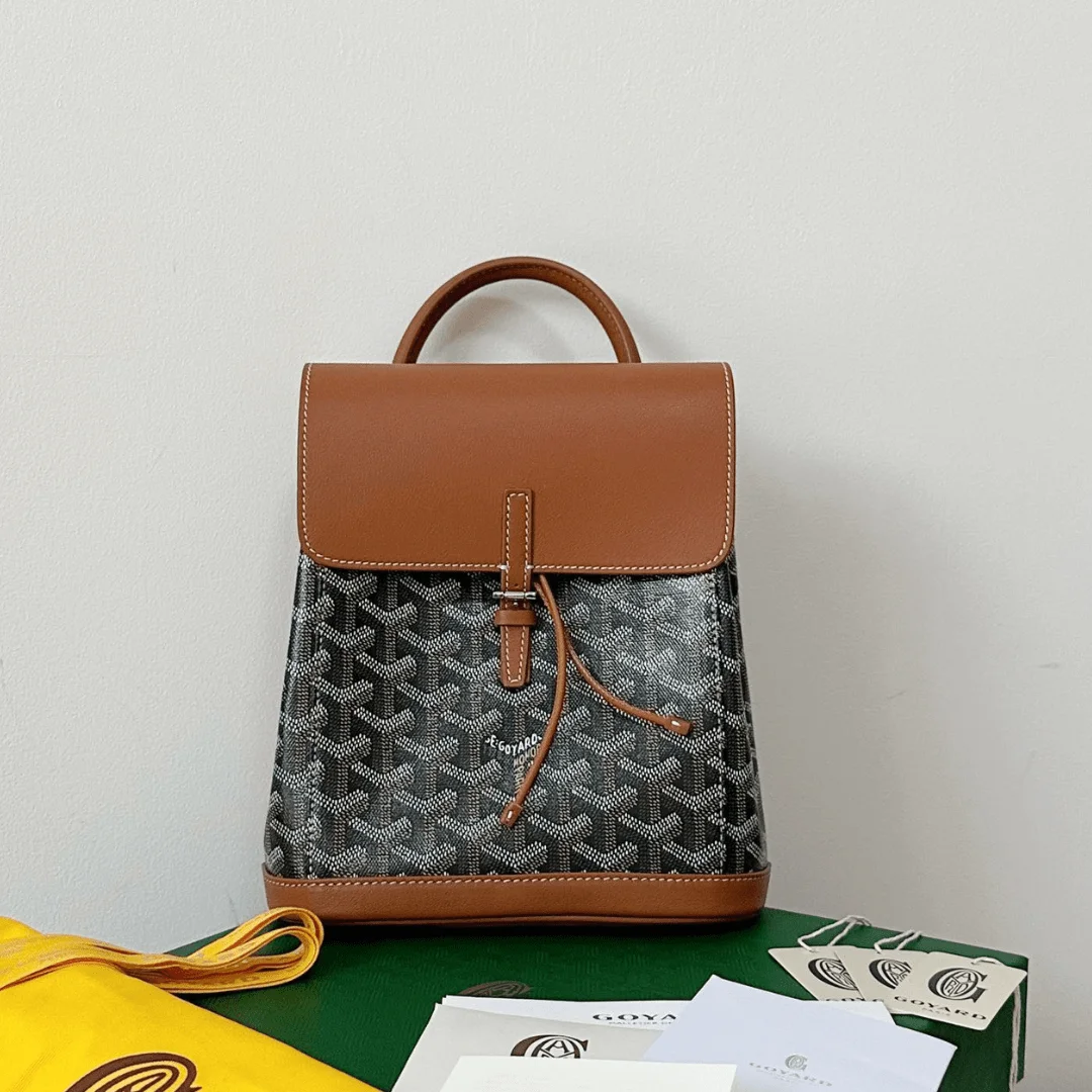 Goyard Mini Backpack Brown Super Quality Monogram Pattern Size 23x19cm