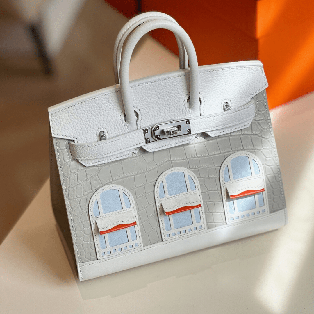 Hermes Birkin Faubourg Like Auth With Home Pattern Handbags 20cm