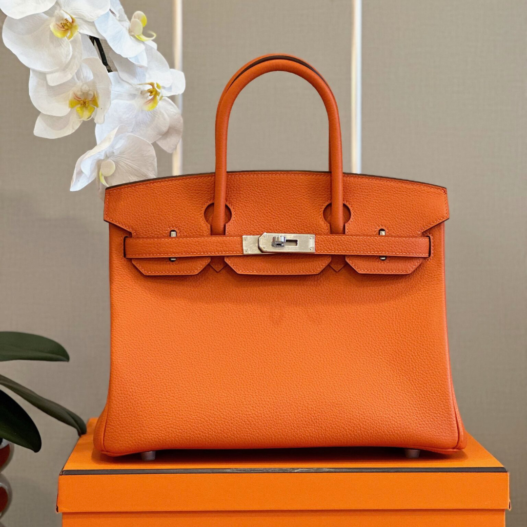 Hermes Woman’s Birkin Phw Togo Orange Replica Handbags 30cm