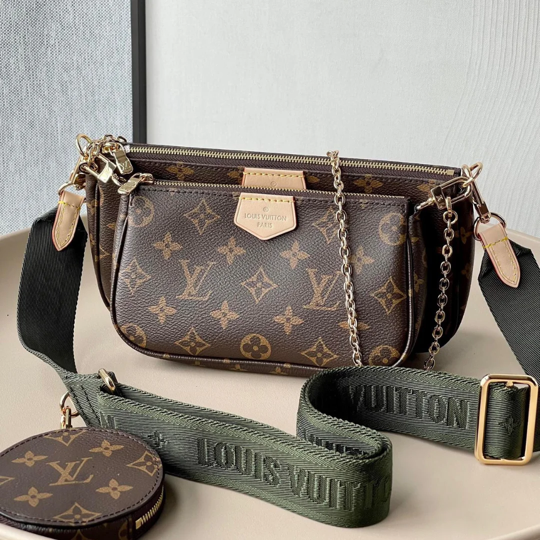 Louis Vuitton LV Multi Pochette Handle Fabric Green Fake Handbags Monogram 24x16x6cm