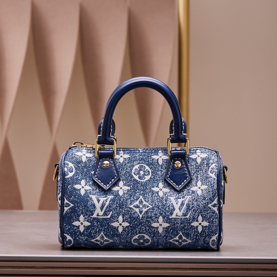 Louis Vuitton LV Speedy Monogram Demin Woman’s Like Auth Handbags 16x10x7.5cm