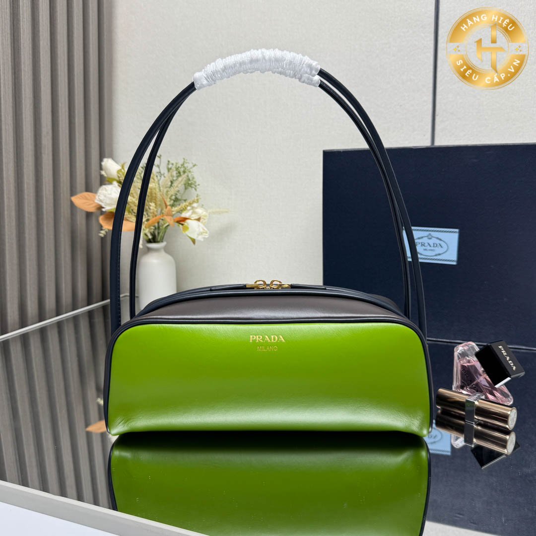 Prada leather handbag in turquoise color TT558