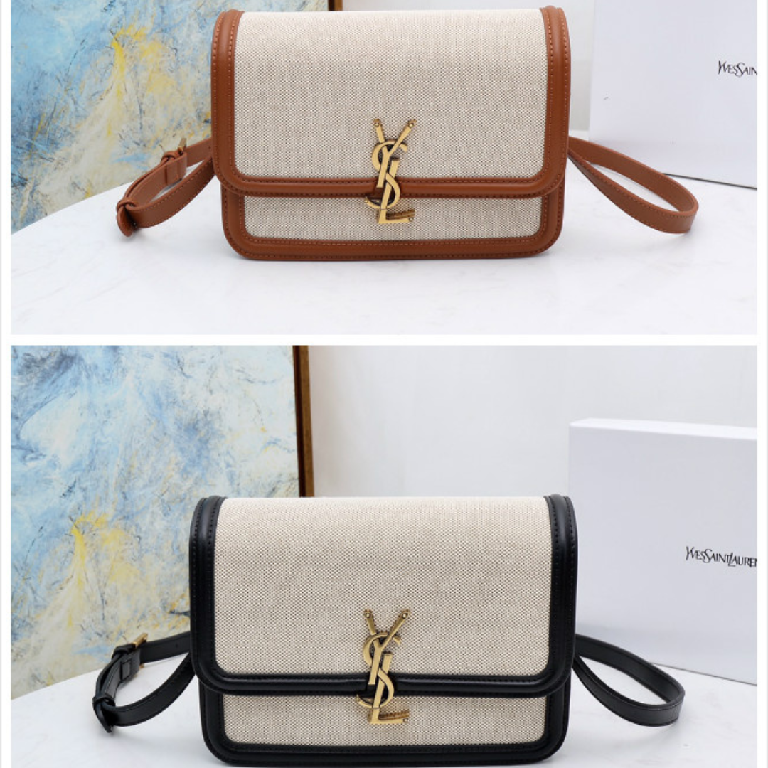 SAINT LAURENT Solferino Medium Cotton And Leather Shoulder Bag