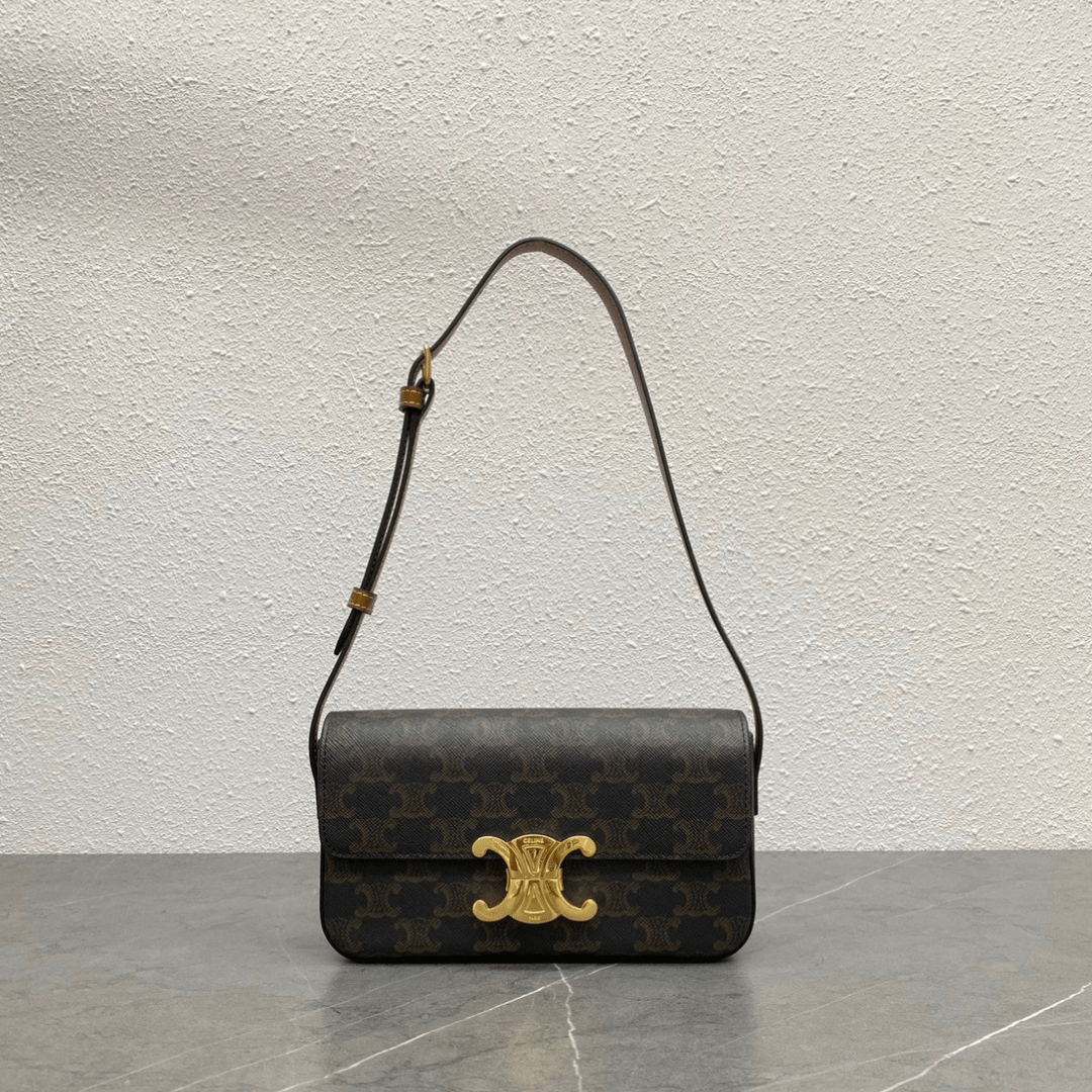 Celine Triomphe Handbag Printed Logo Super Quality Smooth Leather 20x12cm