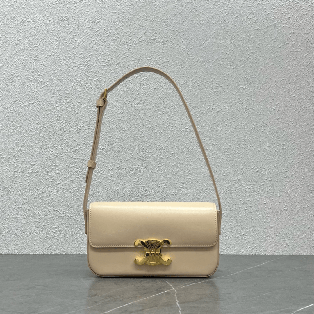 Celine Triomphe Handbag Replica Milky White Super Smooth Leather 20x12cm