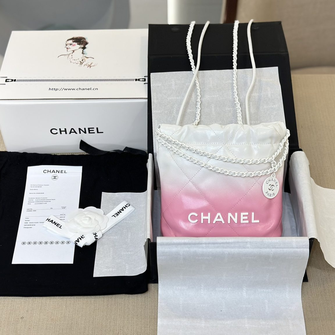Chanel Super Fake 11 Handbag 22 Mini Mix White Pink Woman’s 20cm
