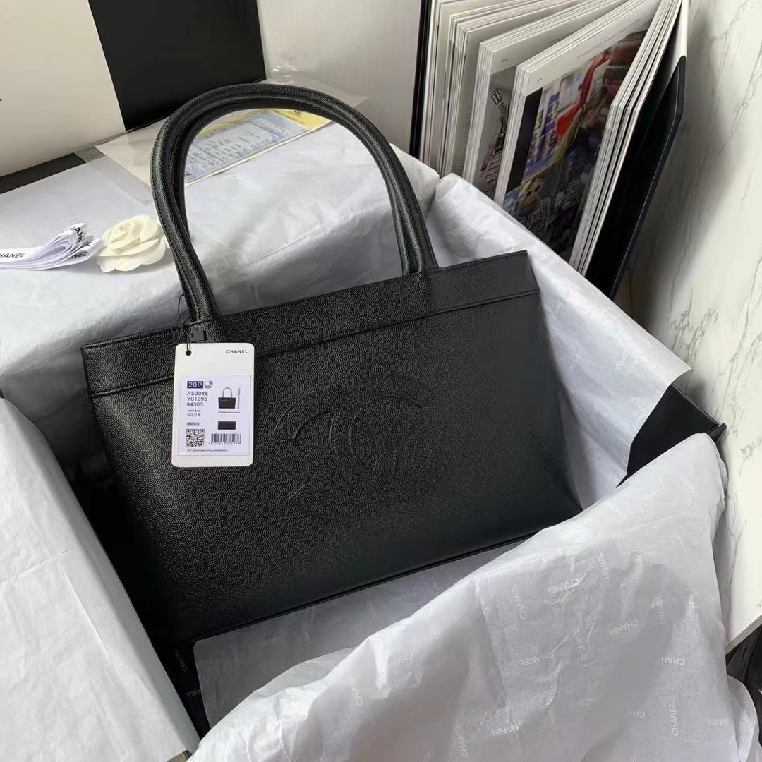 Chanel Vintage Classic Like Auth Handbags Black Woman’s 30x21x8cm