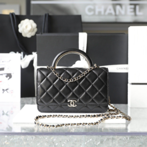 Chanel Woc Super Fake 11 Handbags Lock Silver Mix Handle Leather 19x12cm