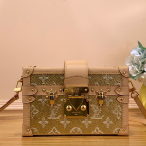 Louis Vuitton LV Petite Box Shape Lock Plated Gold Fake Handbags 20×12.5x5cm