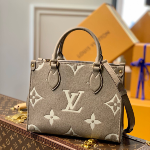 Louis Vuitton LV Onthego Woman’s Grey Cowhide Leather Fake Handbags 25cm