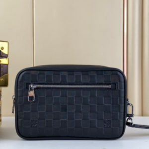 Louis Vuitton LV Fake Clutch Bag Kasai Damier Graphite Black 24cm