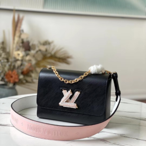 Louis Vuitton LV Twist Black Cowhide Leather Fake Handbags 24cm